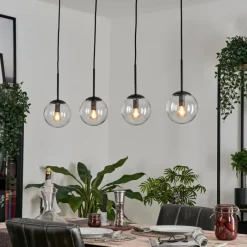 hofstein Suspension - Verre Gastor Clair, 4 lumières