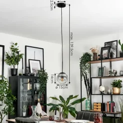 hofstein Suspension - Verre Gastor Clair, Fumé, 1 lumière