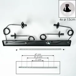 hofstein Suspension - Verre Gastor Chrome, Fumé, 4 lumières