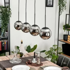 hofstein Suspension - Verre Gastor Chrome, Fumé, 4 lumières