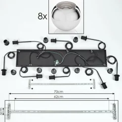 Suspension Verre Fumé-hofstein Suspension - Verre Koyoto Chrome, Fumé, 8 lumières