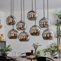 Suspension Verre Fumé-hofstein Suspension - Verre Koyoto Chrome, Fumé, 8 lumières