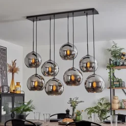 Suspension Verre Fumé-hofstein Suspension - Verre Koyoto Chrome, Fumé, 8 lumières