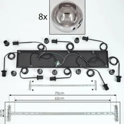 hofstein Suspension - Verre Koyoto Chrome, Clair, Fumé, 8 lumières
