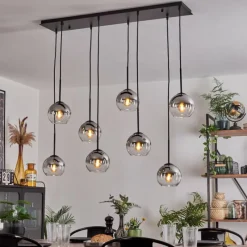 hofstein Suspension - Verre Koyoto Chrome, Clair, Fumé, 8 lumières