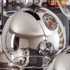 hofstein Suspension - Verre Koyoto Chrome, Clair, Fumé, 8 lumières