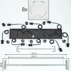 hofstein Suspension - Verre Koyoto Clair, 8 lumières
