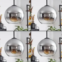 Suspension Verre Fumé-hofstein Suspension - Verre Koyoto Chrome, Clair, Fumé, 8 lumières