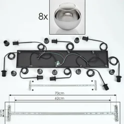 Suspension Verre Fumé-hofstein Suspension - Verre Koyoto Chrome, Clair, Fumé, 8 lumières