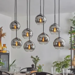 Suspension Verre Fumé-hofstein Suspension - Verre Koyoto Chrome, Clair, Fumé, 8 lumières