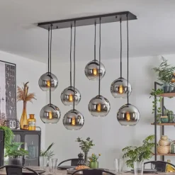 Suspension Verre Fumé-hofstein Suspension - Verre Koyoto Chrome, Clair, Fumé, 8 lumières