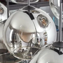 hofstein Suspension - Verre Koyoto Clair, Fumé, 8 lumières