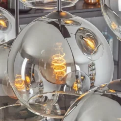 hofstein Suspension - Verre Koyoto Clair, Fumé, 8 lumières