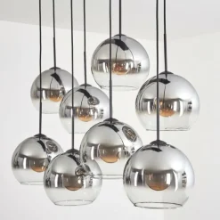 hofstein Suspension - Verre Koyoto Clair, Fumé, 8 lumières