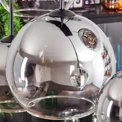 hofstein Suspension - Verre Koyoto Chrome, Clair, Fumé, 8 lumières