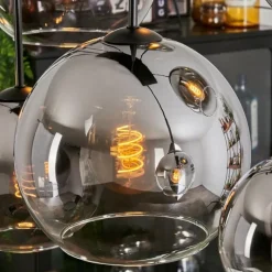 hofstein Suspension - Verre Koyoto Chrome, Clair, Fumé, 8 lumières