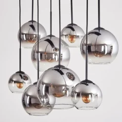 hofstein Suspension - Verre Koyoto Chrome, Clair, Fumé, 8 lumières