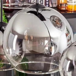 hofstein Suspension - Verre Koyoto Clair, Fumé, 8 lumières