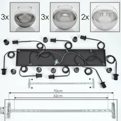hofstein Suspension - Verre Koyoto Clair, Fumé, 8 lumières