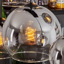 hofstein Suspension - Verre Koyoto Clair, Fumé, 8 lumières