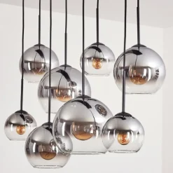 hofstein Suspension - Verre Koyoto Clair, Fumé, 8 lumières