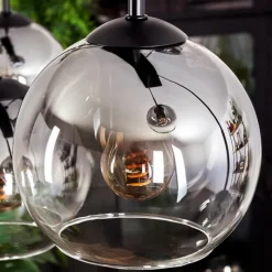 hofstein Suspension - Verre Koyoto Clair, Fumé, 8 lumières