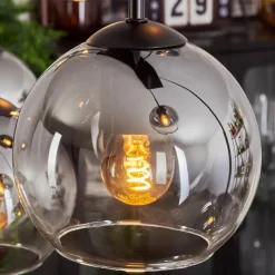 hofstein Suspension - Verre Koyoto Clair, Fumé, 8 lumières