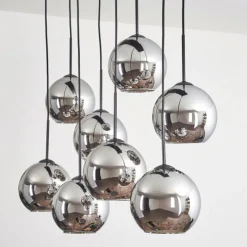 hofstein Suspension - Verre Koyoto Chrome, Fumé, 8 lumières