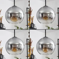 hofstein Suspension - Verre Koyoto Clair, Fumé, 8 lumières