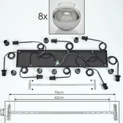 hofstein Suspension - Verre Koyoto Clair, Fumé, 8 lumières