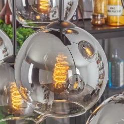 hofstein Suspension - Verre Koyoto Clair, Fumé, 8 lumières