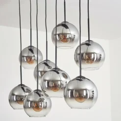 hofstein Suspension - Verre Koyoto Clair, Fumé, 8 lumières