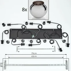 Suspension Verre Fumé-hofstein Suspension - Verre Koyoto Chrome, Fumé, 8 lumières