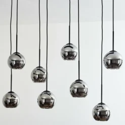 Suspension Verre Fumé-hofstein Suspension - Verre Koyoto Chrome, Fumé, 8 lumières