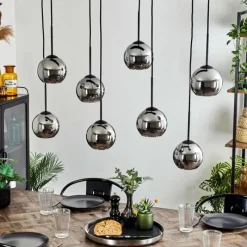 Suspension Verre Fumé-hofstein Suspension - Verre Koyoto Chrome, Fumé, 8 lumières