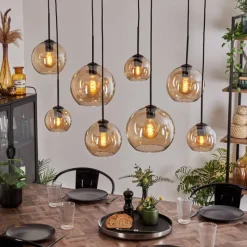 hofstein Suspension - Verre Koyoto Ambre, 8 lumières