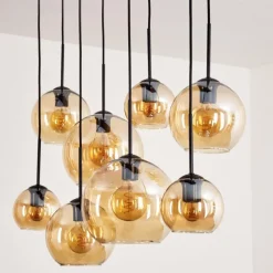 hofstein Suspension - Verre Koyoto Ambre, 8 lumières