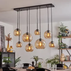 hofstein Suspension - Verre Koyoto Ambre, 8 lumières