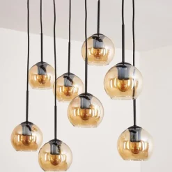 hofstein Suspension - Verre Koyoto Ambre, 8 lumières