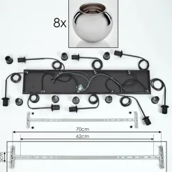Suspension Verre Fumé-hofstein Suspension - Verre Koyoto Chrome, Fumé, 8 lumières