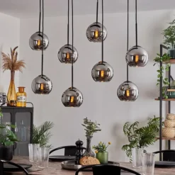 Suspension Verre Fumé-hofstein Suspension - Verre Koyoto Chrome, Fumé, 8 lumières