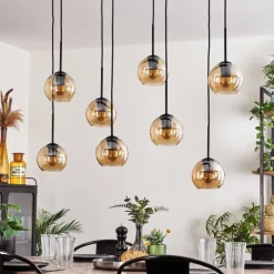 hofstein Suspension - Verre Koyoto Ambre, 8 lumières