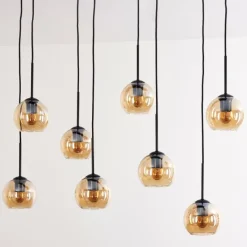 hofstein Suspension - Verre Koyoto Ambre, 8 lumières