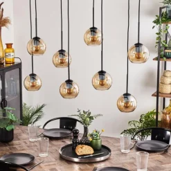 hofstein Suspension - Verre Koyoto Ambre, 8 lumières