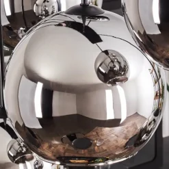 hofstein Suspension - Verre Koyoto Chrome, Fumé, 8 lumières