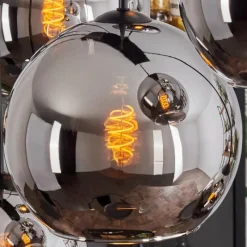 hofstein Suspension - Verre Koyoto Chrome, Fumé, 8 lumières