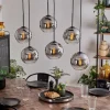 hofstein Suspension - Verre Koyoto Chrome, Clair, Fumé, 6 lumières