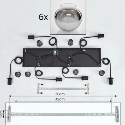 hofstein Suspension - Verre Koyoto Chrome, Clair, Fumé, 6 lumières