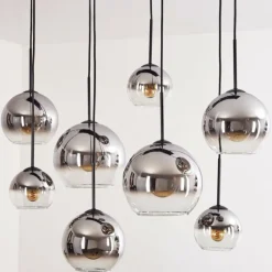 Suspension Verre Fumé-hofstein Suspension - Verre Koyoto Chrome, Clair, Fumé, 8 lumières