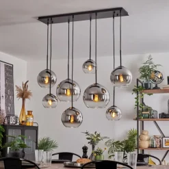 Suspension Verre Fumé-hofstein Suspension - Verre Koyoto Chrome, Clair, Fumé, 8 lumières